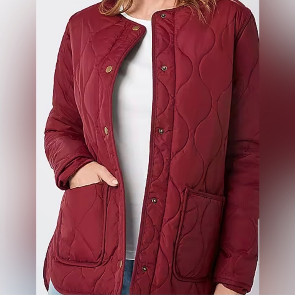 St John’s Bay quilted jacket burgundy